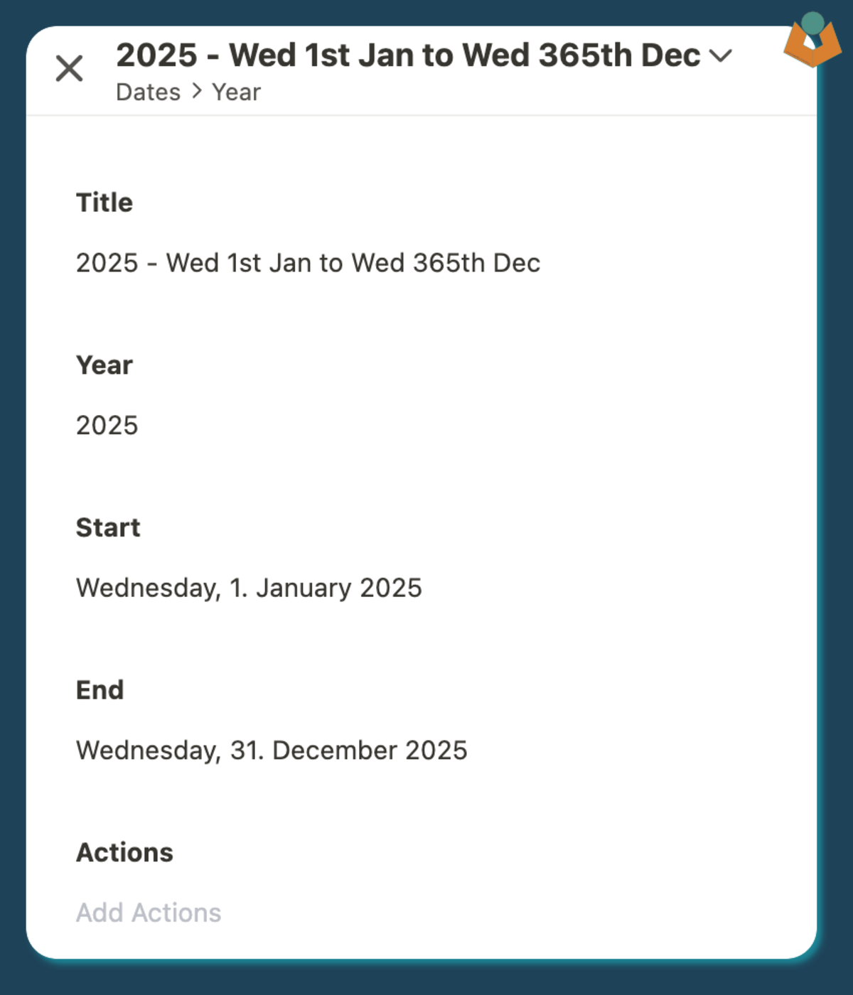 Tape year record with fields used to drive an automation that creates related month records.