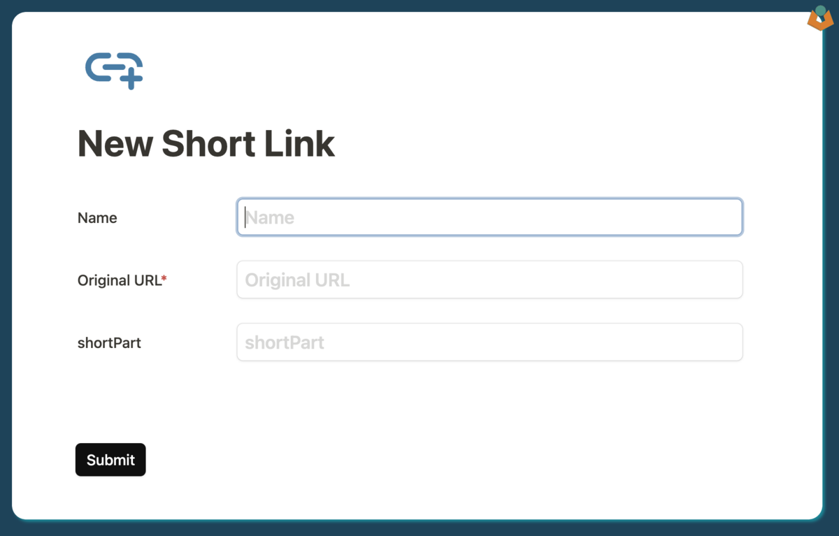 The Tape form to create a new link